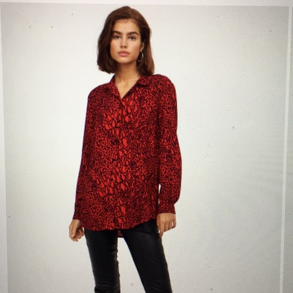 NWT H&M Cool Red & Black Print Tunic Blouse - Picture 1 of 16